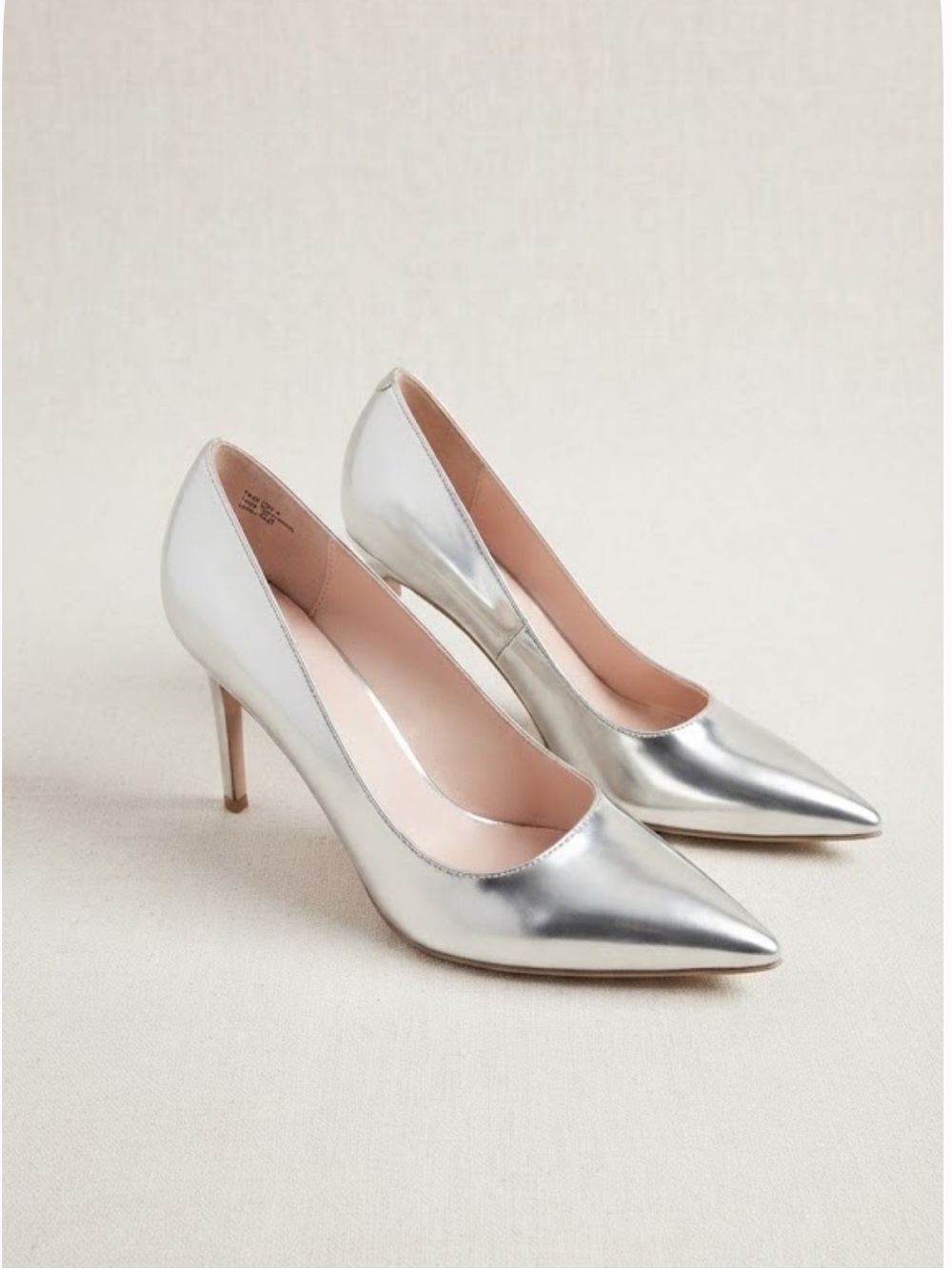 Metallic Silver Pointed-Toe Stiletto Pumps